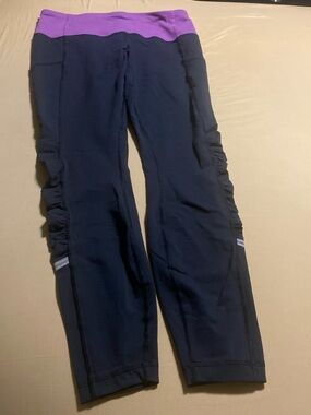 Lululemon ' Active Black Leggings with Purple Waistband